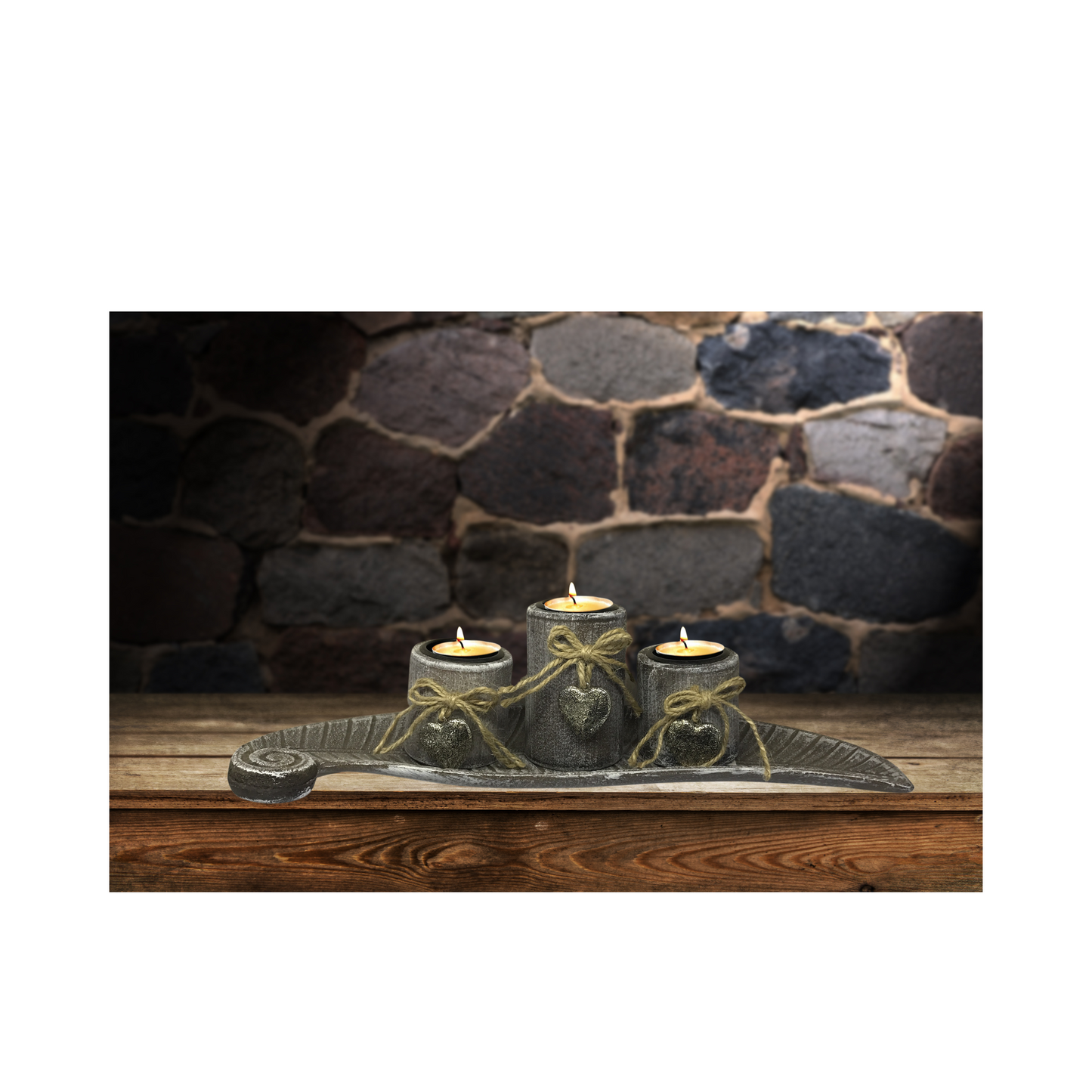 Heartfelt Harmony Wooden Candle Holder