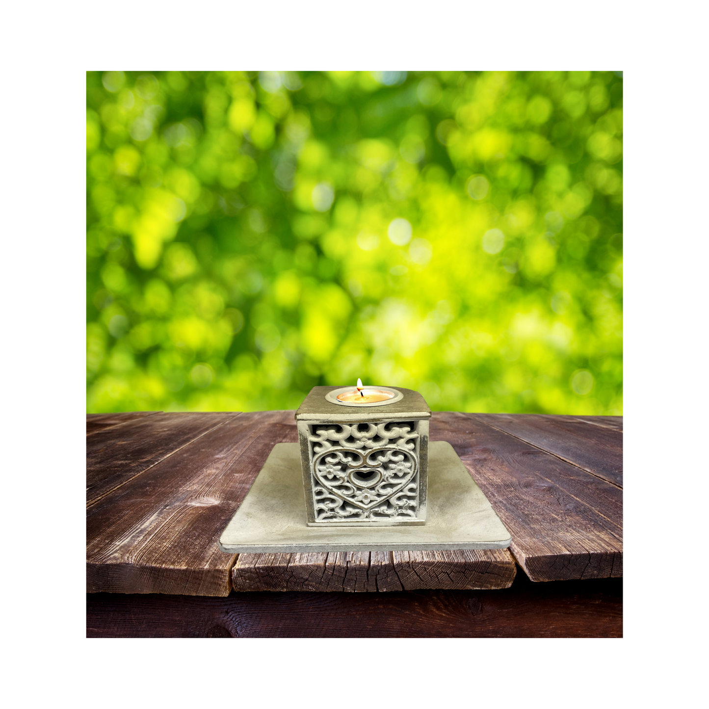 Heartfelt Glow Wooden Candle Holder