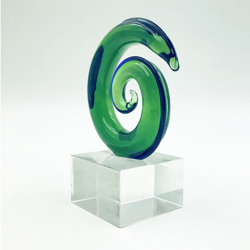 Emerald Koru Glass Sculpture