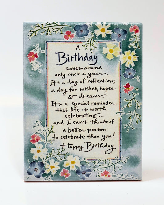 Floral Birthday Blessings Plaque