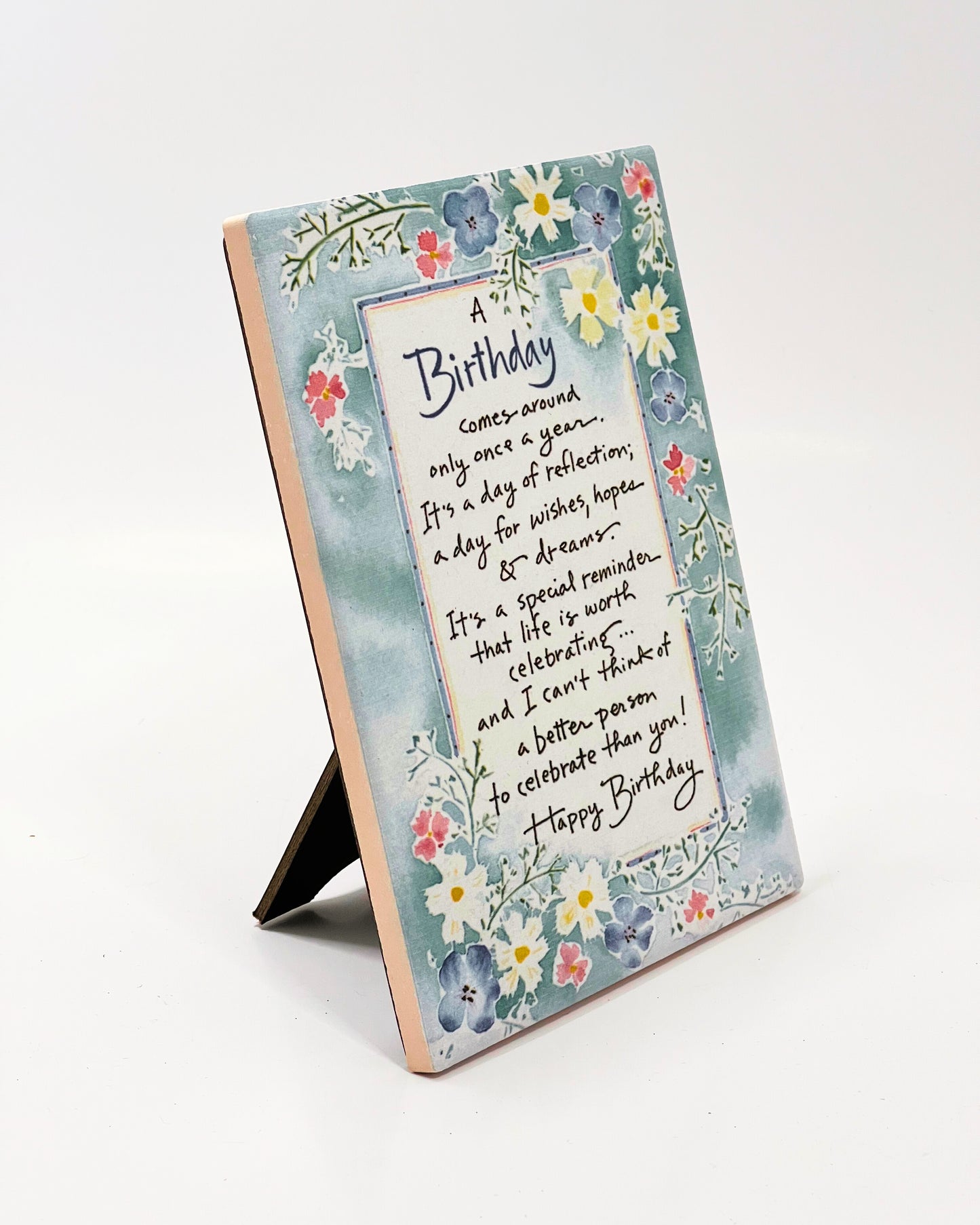 Floral Birthday Blessings Plaque