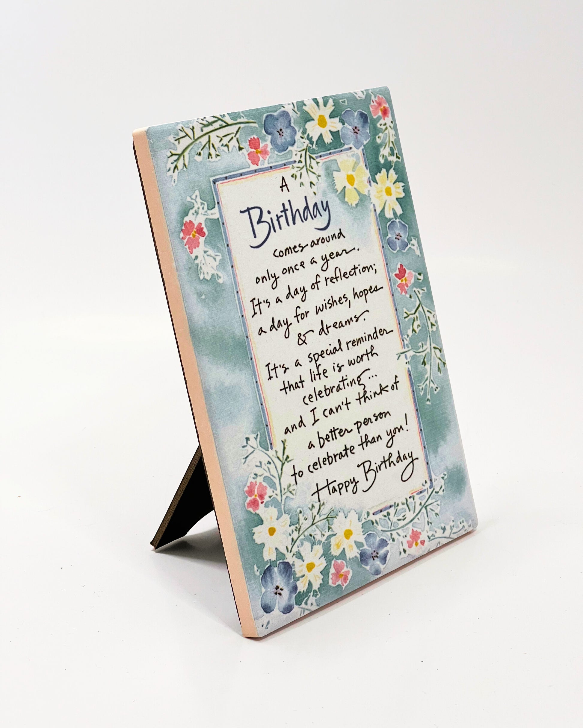 Floral Birthday Blessings Plaque
